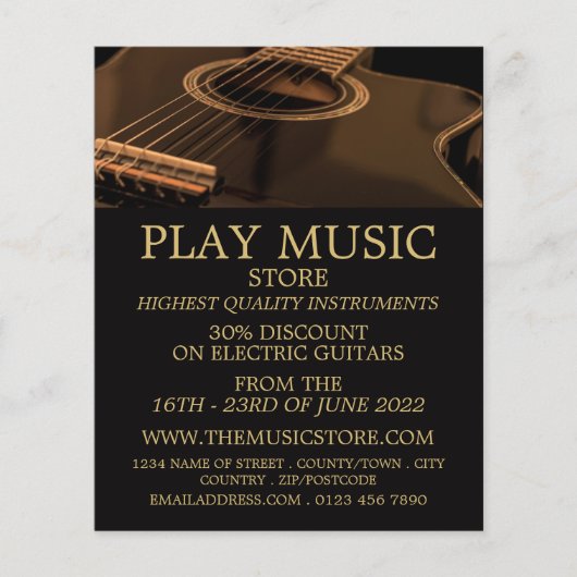 Black Guitar, Musical Instrument Store Flyer (Voorkant)