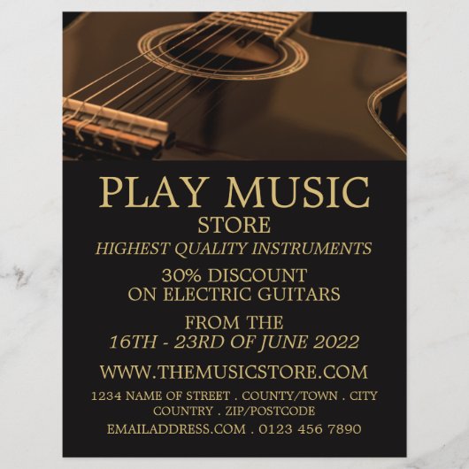 Black Guitar, Musical Instrument Store Flyer (Voorkant)