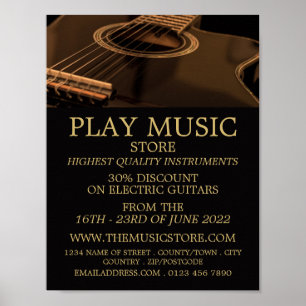 Black Guitar, Musical Instrument Store Poster