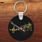 Black Guitar on Music Score Sleutelhanger (Voorkant)