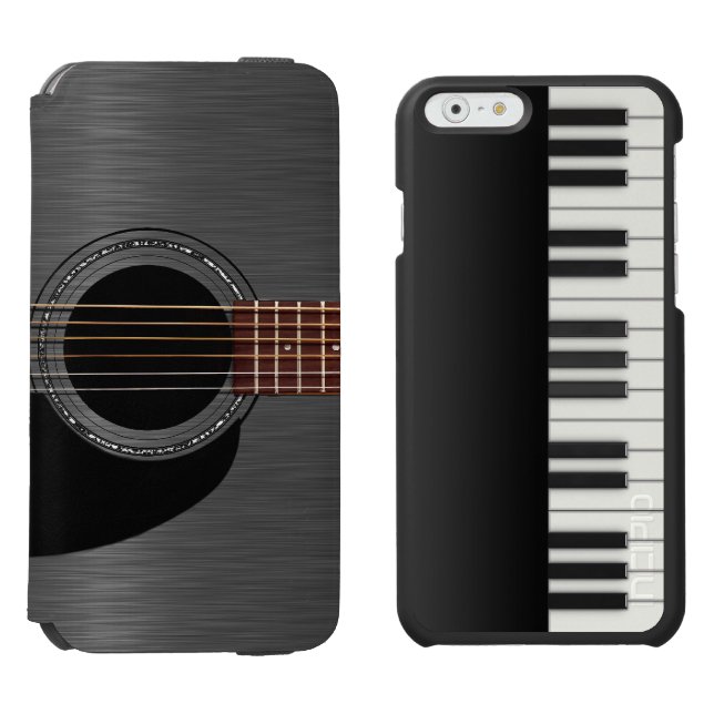 Black Guitar Piano Combo Incipio iPhone Portemonnee Hoesje (Naast elkaar)