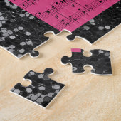 Black Guitar Pink Sheet Muziek Legpuzzel (Zijkant)