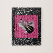 Black Guitar Pink Sheet Muziek Legpuzzel (Verticaal)