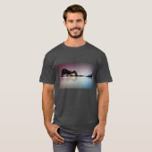 Black Guitar Sunset Water Reflection Grey T Shirt (Voorkant volledig)