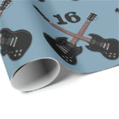 Black Guitars Teenage Boy Birthday Cadeaupapier (Rol Hoek)