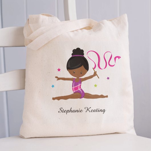 Black Gymnast Personalized Tote Bag