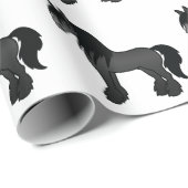 Black Gypsy Vanner Clydesdale Shire Horse Patroon Cadeaupapier (Rol Hoek)