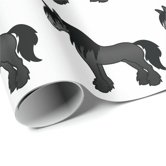 Black Gypsy Vanner Clydesdale Shire Horse Patroon Cadeaupapier (Rol Hoek)