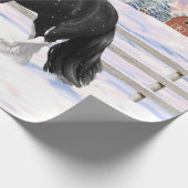 Black gypsy vanner Irish Cob Draft Horse in sneeuw Cadeaupapier (Hoek)