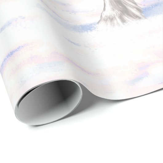 Black gypsy vanner Irish Cob Draft Horse in sneeuw Cadeaupapier (Rol Hoek)