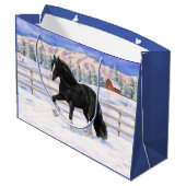 Black gypsy vanner Irish Cob Draft Horse in sneeuw Groot Cadeauzakje (Achterkant Gekanteld)