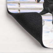 Black gypsy vanner Irish Cob Draft Horse in sneeuw Muismat (Hoek)