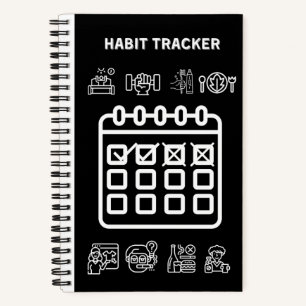 BLACK HABIT TRACKER NOTEBOOK NOTITIEBOEK