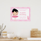 Black Hair Ballerina & Pink Damask Poster (Keuken)