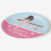 Black Hair Ballerina Pink Tutu Birthday Paper Plat Papieren Bordje (Gekanteld)