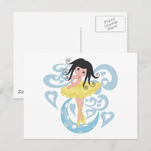 Black Hair Ballerina Tshirts en Gifts Briefkaart (Voorkant / Achterkant)