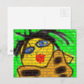 Black Hair Bee Woman Graffiti Wall Groen Briefkaart (Voorkant / Achterkant)