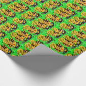 Black Hair Bee Woman Graffiti Wall Groen schildere Cadeaupapier (Hoek)