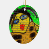 Black Hair Bee Woman Graffiti Wall Groen schildere Keramisch Ornament (Rechts)