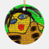 Black Hair Bee Woman Graffiti Wall Groen schildere Keramisch Ornament (Voorkant)