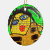 Black Hair Bee Woman Graffiti Wall Groen schildere Keramisch Ornament (Links)