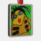 Black Hair Bee Woman Graffiti Wall Groen schildere Metalen Ornament (Rechts)