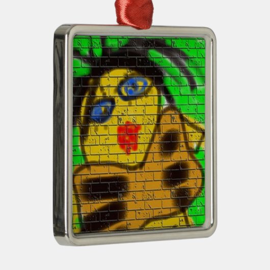 Black Hair Bee Woman Graffiti Wall Groen schildere Metalen Ornament (Rechts)