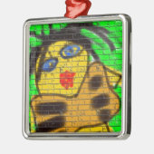 Black Hair Bee Woman Graffiti Wall Groen schildere Metalen Ornament (Links)