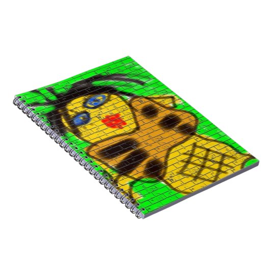 Black Hair Bee Woman Graffiti Wall Groen schildere Notitieboek (Rechterzijde)