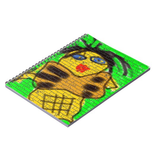 Black Hair Bee Woman Graffiti Wall Groen schildere Notitieboek (Linkerzijde)