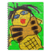 Black Hair Bee Woman Graffiti Wall Groen schildere Notitieboek (Voorkant)