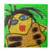Black Hair Bee Woman Graffiti Wall Groen schildere Tegeltje (Voorkant)