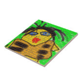 Black Hair Bee Woman Graffiti Wall Groen schildere Tegeltje (Zijkant)