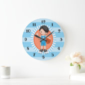 Black Hair Boy Basketball Player Grote Klok (Huis)