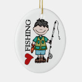 Black Hair Boy I Love Vist Keramisch Ornament (Rechts)