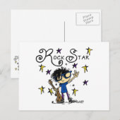 Black Hair Boy Rock Star Briefkaart (Voorkant / Achterkant)