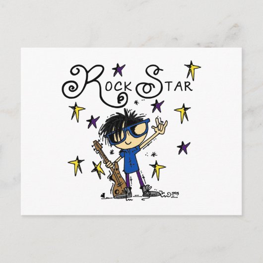 Black Hair Boy Rock Star Briefkaart (Voorkant)