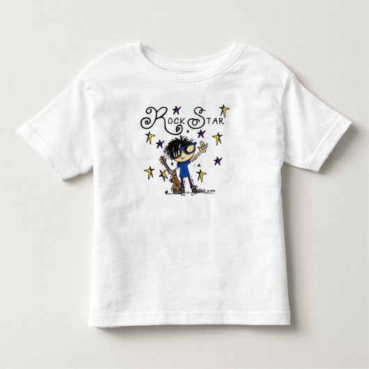 Black Hair Boy Rock Star Kinder Shirts (Voorkant)
