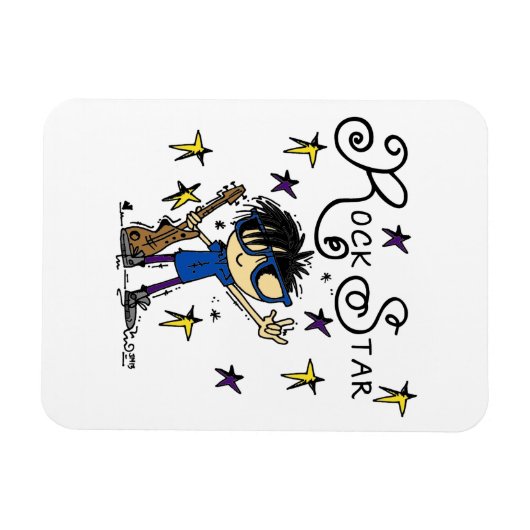 Black Hair Boy Rock Star Magneet (Horizontaal)