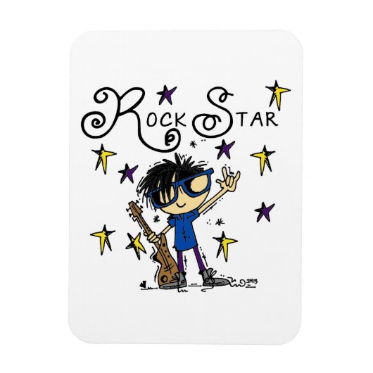Black Hair Boy Rock Star Magneet (Verticaal)