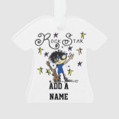 Black Hair Boy Rock Star Ornament (voorkant)