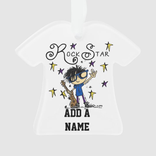 Black Hair Boy Rock Star Ornament (voorkant)