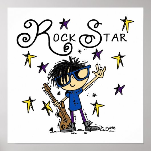Black Hair Boy Rock Star Poster (Voorkant)