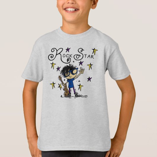 Black Hair Boy Rock Star T-shirt (Voorkant)