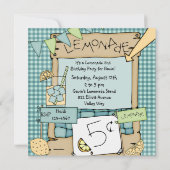 Black Hair Boy Summer Lemonade Birthday Invite Kaart (Achterkant)