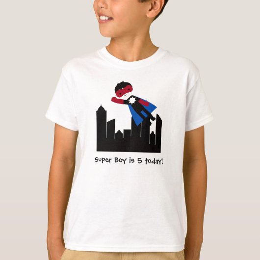 Black Hair Boy Super Hero T-shirt (Voorkant)