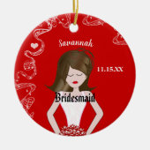 Black Hair Bridesmaid Gown Red Wedding Keramisch Ornament (Voorkant)