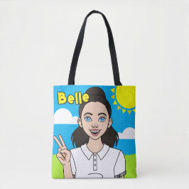 Black Hair Cartoon Girl School-studentenbibliothee Tote Bag