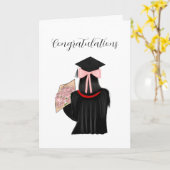 Black Hair Coquette Afstuderen Gefeliciteerd Kaart (Gele Bloem)