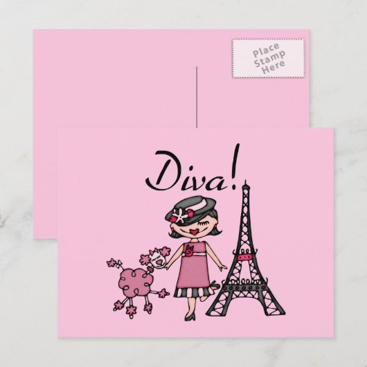 Black Hair Diva Briefkaart (Voorkant / Achterkant)